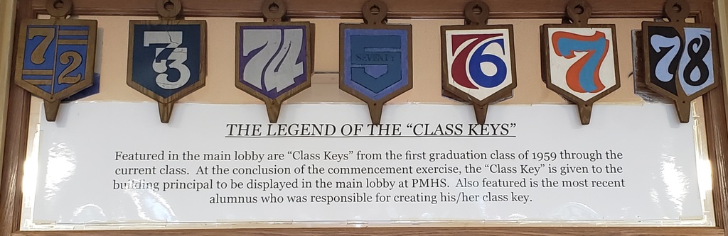 Class Key Legend - states, class keys are made by each class and given to the principal at graduation. 